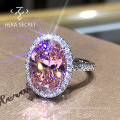 High quality 925 sterling silver ring oval classic pink moissanite rings for women